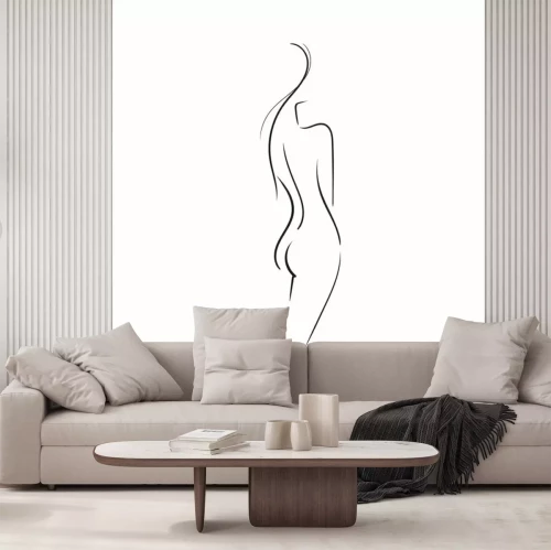 Fotobehang Handgetekende naakte vrouw op een witte achtergrond