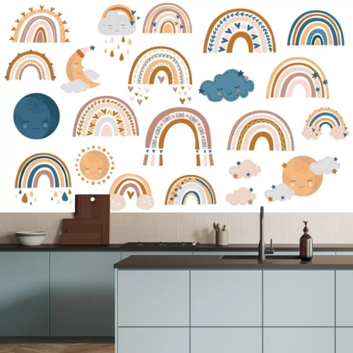 Sticker Regenboog - set in herfstkleuren