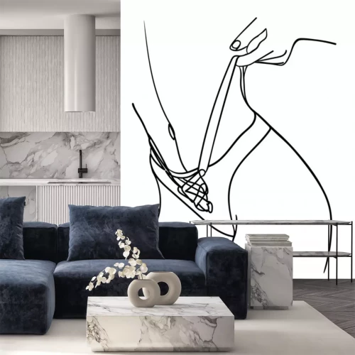 Sticker Black line silhouettes of female body in underwear. - Vector illustration