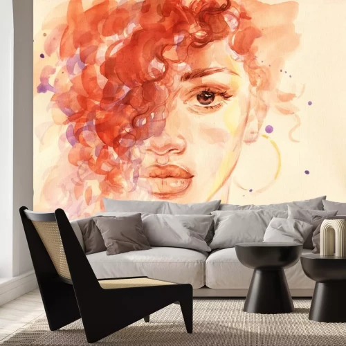 Sticker african american woman. illustration. watercolor painting
