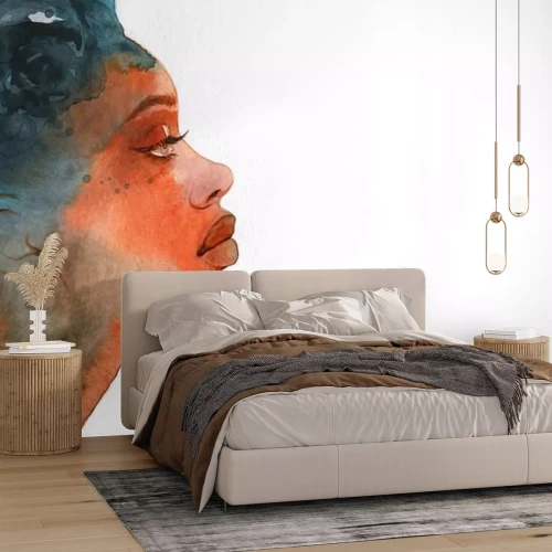 Sticker african american woman. illustration. watercolor painting
