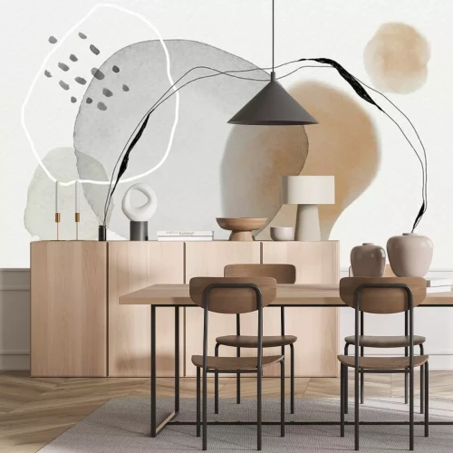 Fotobehang Beige aquarel abstractie