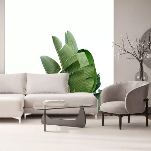 Sticker Grote groene bladeren botanisch patroon op witte achtergrond