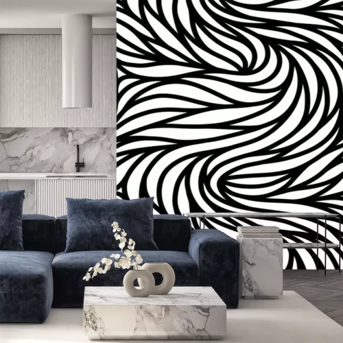 Sticker Zwart-wit golven patroon