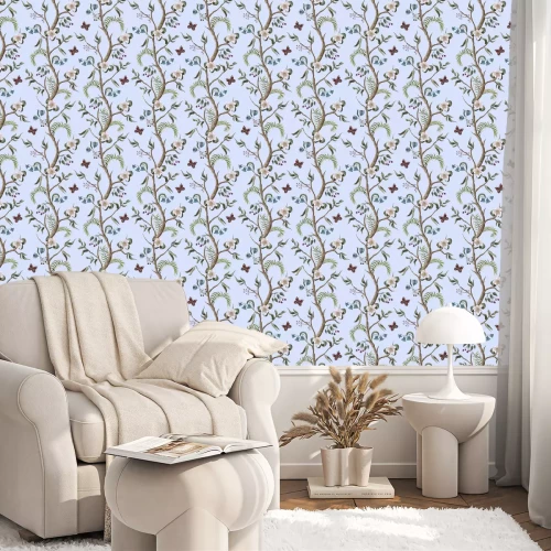 Behang Kleurrijke bloeiende wijnstokken