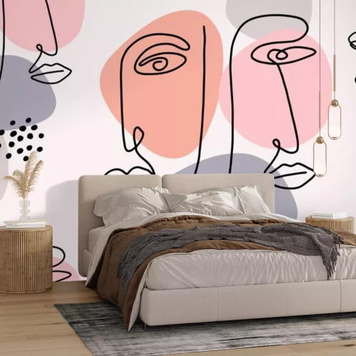 Sticker Abstract patroon met gezichten