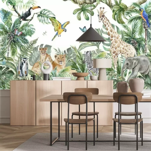 Fotobehang Jungle met dieren