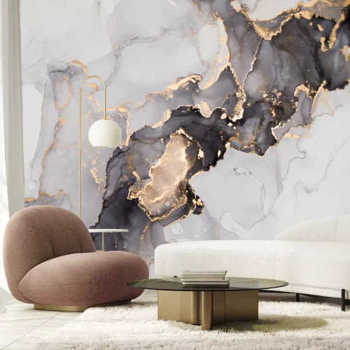 Fotobehang Marmeren abstract met goud