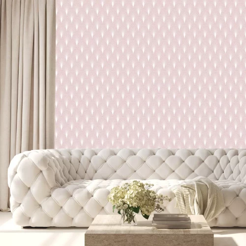 Behang Roze en wit glamourornament