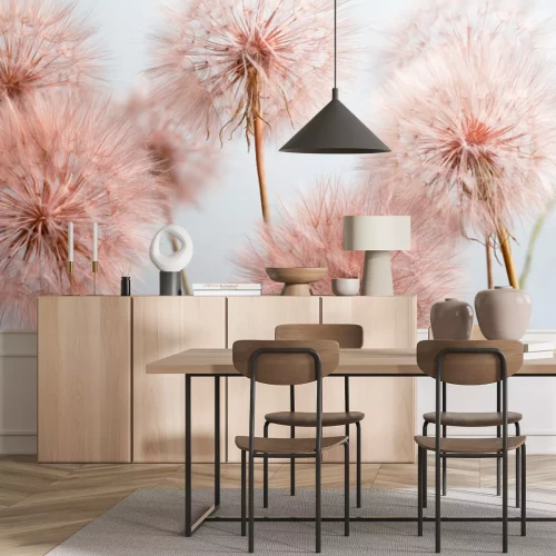 Fotobehang Paardenbloemkoppen op de foto