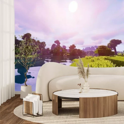 Fotobehang Minecraft landschap