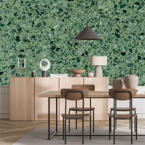 Fotobehang Stenen terrazzo textuur in groen