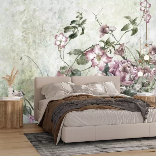 Sticker Aquarel schilderij met bloemen in shabby chic stijl