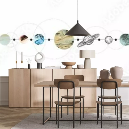 Fotobehang Vector illustration set of moon phases. Different stages of moonlight activity in vintage engraving style. Zodiac Signs