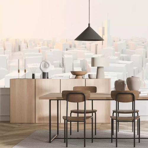 Fotobehang 3D Rendering Of Low Poly Modern City