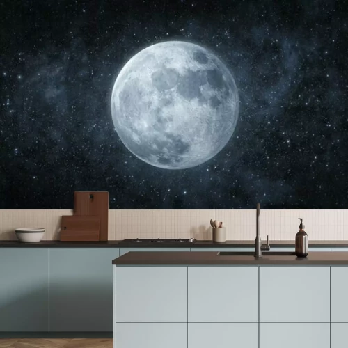 Fotobehang Panoramisch uitzicht op de maan in de ruimte