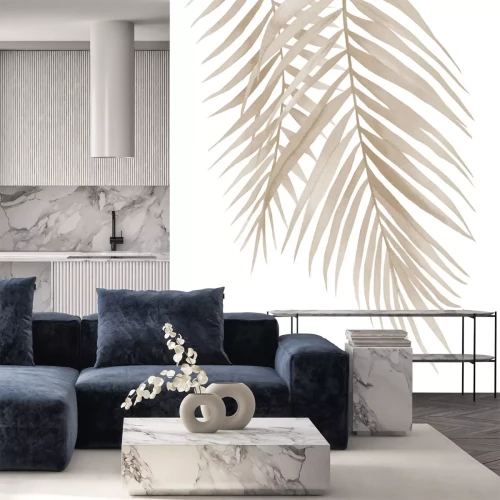 Fotobehang Gedroogde palmbladeren die naar beneden hangen