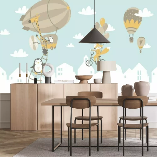 Fotobehang Dieren in ballonnen in de lucht