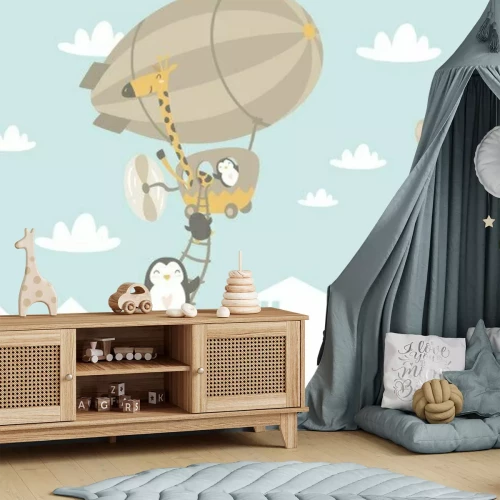 Fotobehang Dieren in ballonnen in de lucht