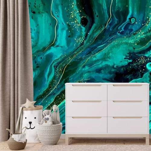 Fotobehang Abstract marmer in groentinten