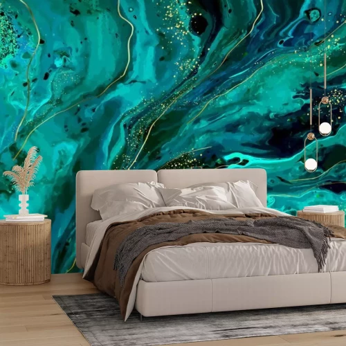 Fotobehang Abstract marmer in groentinten