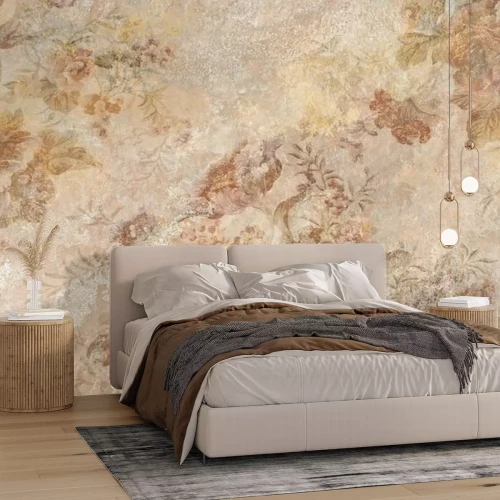 Fotobehang Cementversterkend patroon in bruin