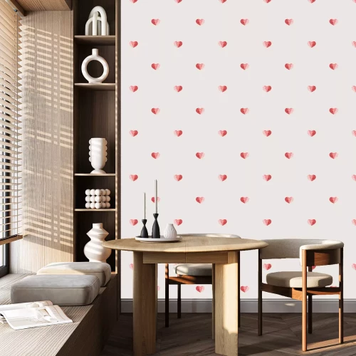 Behang seamless valentine day pattern background with tricolour glitter heart stamp