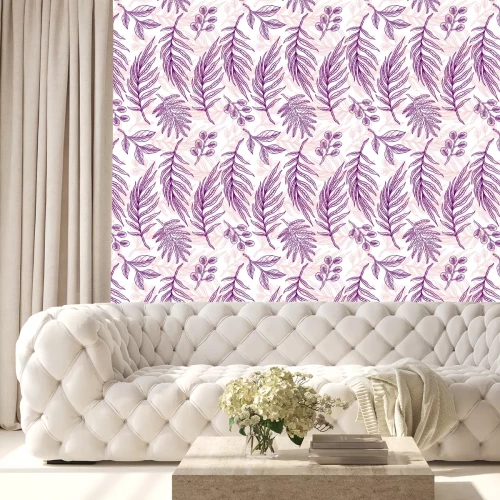 Behang Paarse bladeren