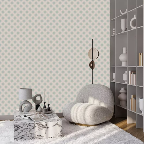 Behang Geometrisch patroon met cirkels retro