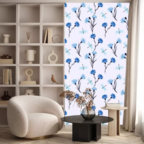 Behang Blauwe korenbloemen
