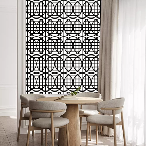 Behang Shapes made of stripes. Polka dots seamless pattern. Mosaic of ethnic figures. Patterned texture. Geometric background. Vector illustration for web design or print.