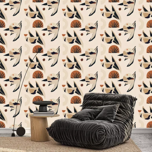 Behang Abstractie in geometrische patronen