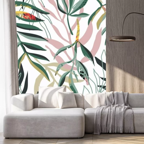 Sticker Abstracte tropische bladeren op witte achtergrond