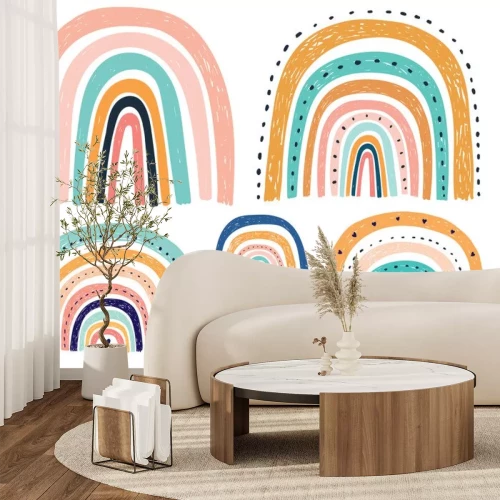 Sticker Patroon met kleurrijke regenbogen