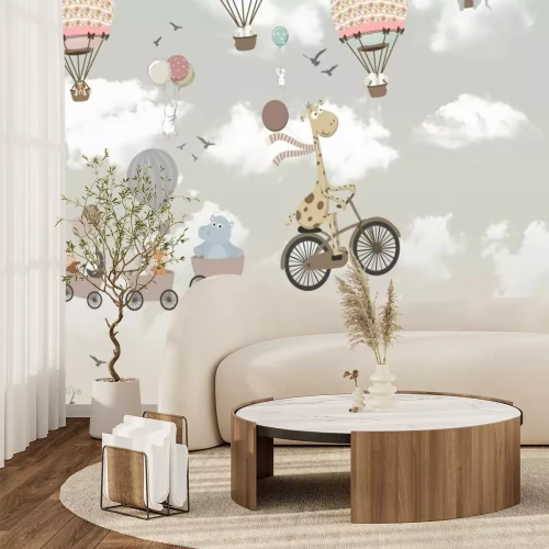 Fotobehang Dieren in ballonnen in de lucht