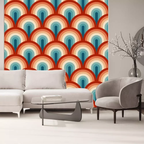 Sticker Patroon met regenbogen in retrostijl