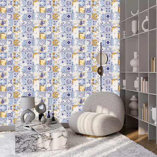 Behang Oosterse mozaïek in vintage stijl