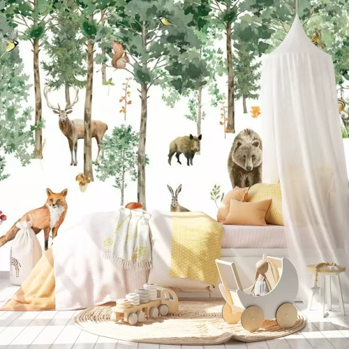 Fotobehang Bosdieren: beren, herten, vossen, hazen, reeën en wilde zwijnen