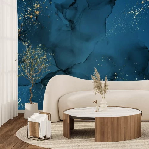 Fotobehang Stuifmeel en marineblauwe verf