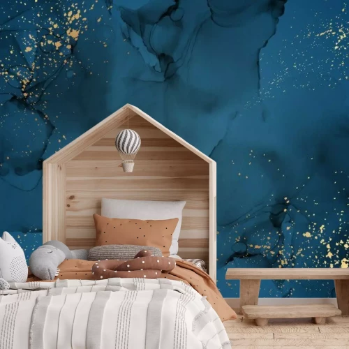 Fotobehang Stuifmeel en marineblauwe verf