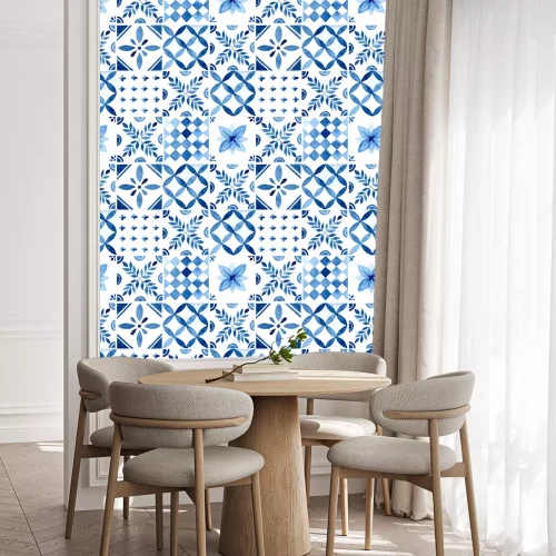 Behang Aquarel blauwe azulejos tegels