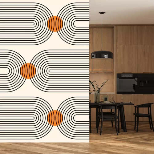 Sticker Abstract  background. Line art. Contemporary  geometric composition. Boho wall decor. Mid century art print. Bohemian poster