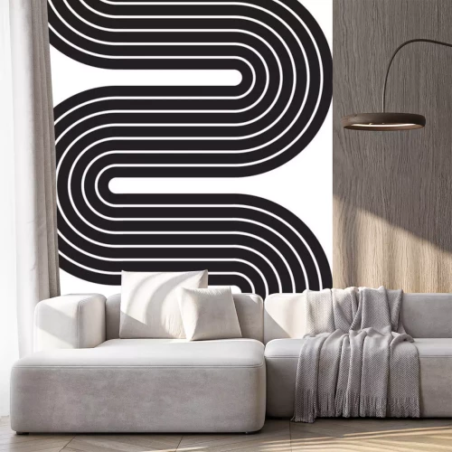 Sticker Abstract contemporary aesthetic seamless pattern with geometric balance shapes. Mid century modern minimalist print. Vector illustration