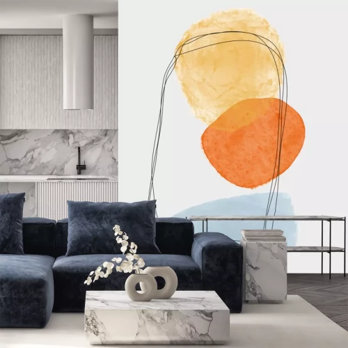 Sticker Creative minimalist hand painted.  Abstract contemporary aesthetic backgrounds. Minimalist design. Abstract water color for wall decoration, postcard or brochure design.vector