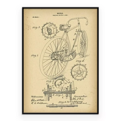Poster Technische tekening voor een fiets