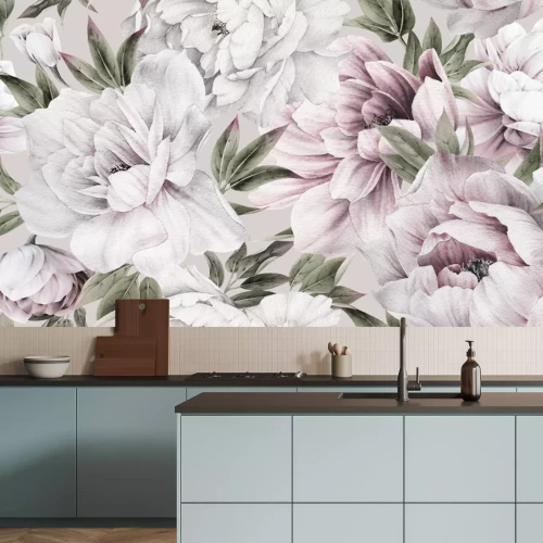 Sticker Patroon met lichte pioenrozen