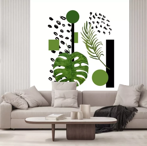 Sticker Geometrische compositie met monstera