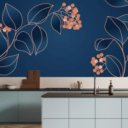 Fotobehang Marineblauw en rood Art Deco