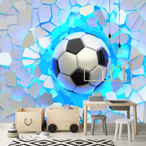 Fotobehang Voetbal op een gebarsten achtergrond