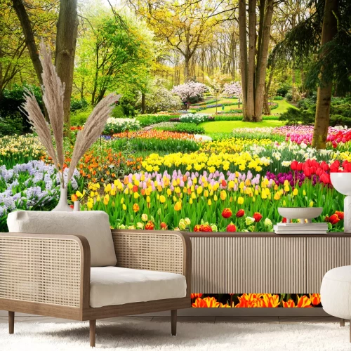 Fotobehang Bloemperken in het park